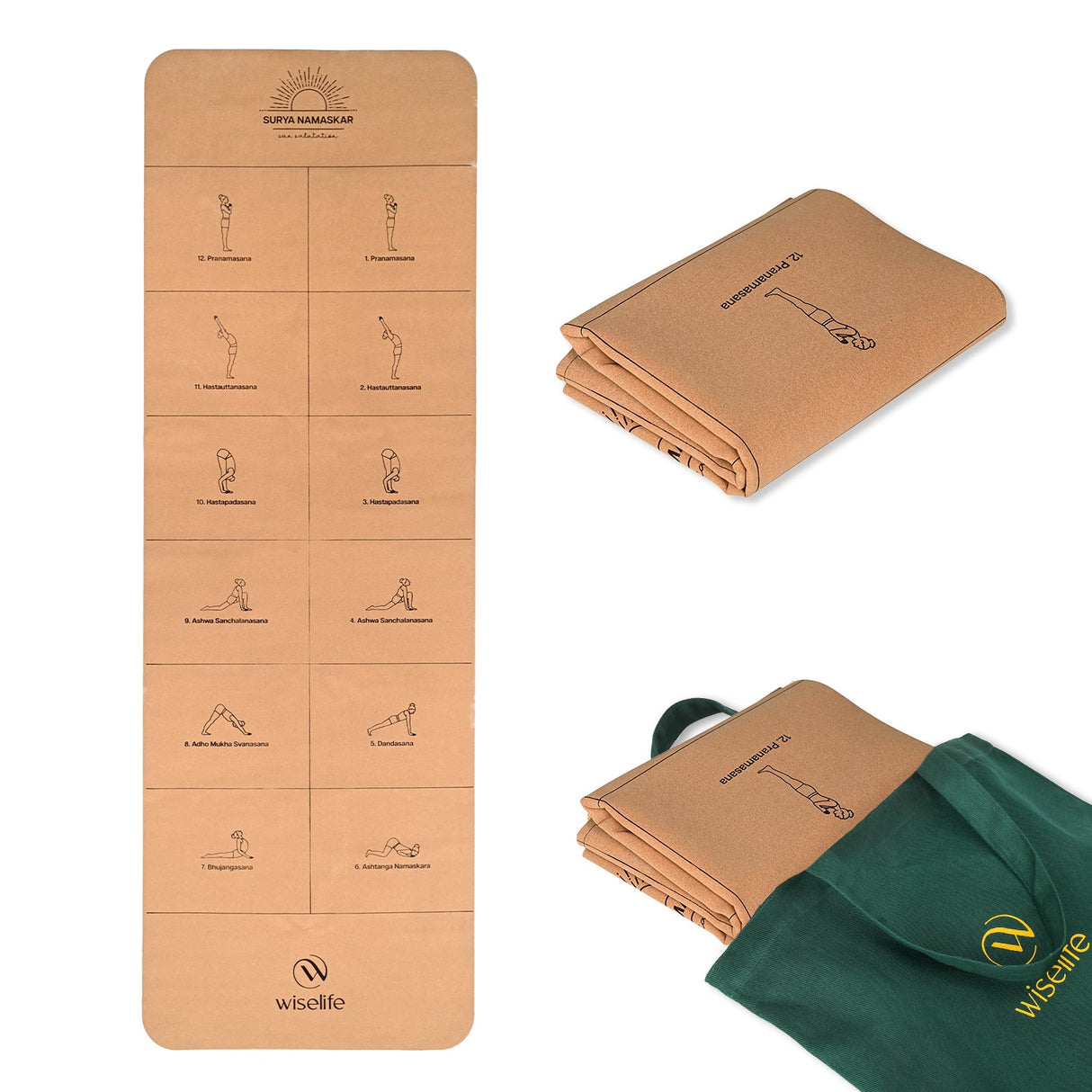 Foldable Cork & Natural Rubber Yoga Mat - 2MM