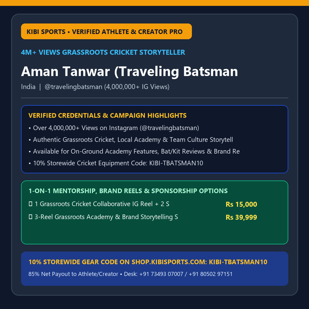 Creator Storefront: Aman Tanwar (@travelingbatsman 4M+ Views) — Grassroots Cricket Storytelling & Brand Collabs