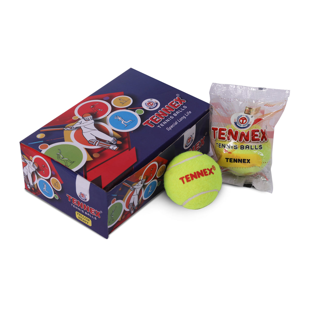 Cricket Tennis Ball Hard/Heavy Weight (Pack of 6) - Overarm Bowling