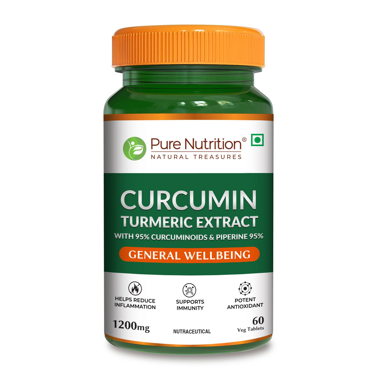 Curcumin Turmeric Extract 1200mg | 95% Curcuminoids & Piperine | 60 Tablets