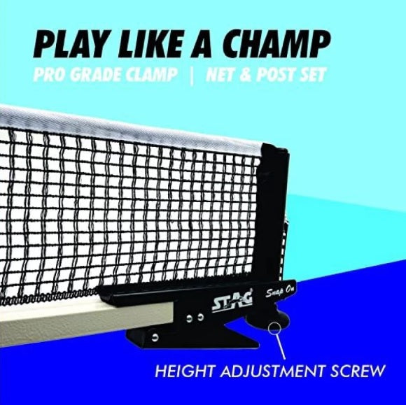 STAG GLOBAL Snap On Table Tennis Net – Durable Cotton Net Easy Setup & Strong Grip I.T.T.F Approved