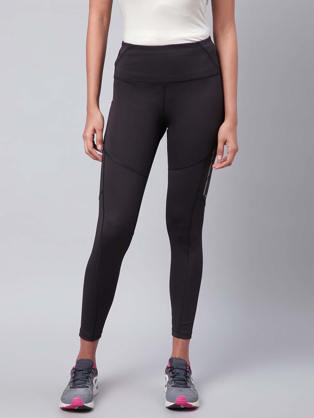 Alcis Women Black Drytech+ Solid Cropped Training Tights