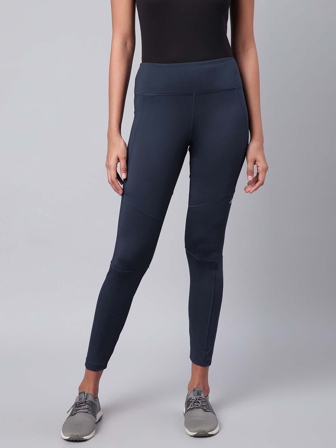 Alcis Women Navy Blue Drytech+ Solid Cropped Training Tights