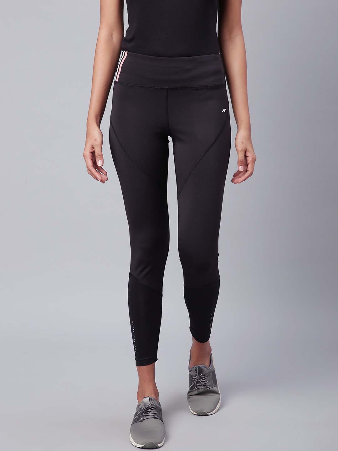 Alcis Women Black Drytech+ Solid Cropped Training Tights