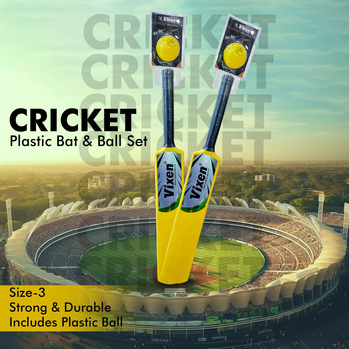 CRICKET PLASTIC BAT & BALL SET VX-333