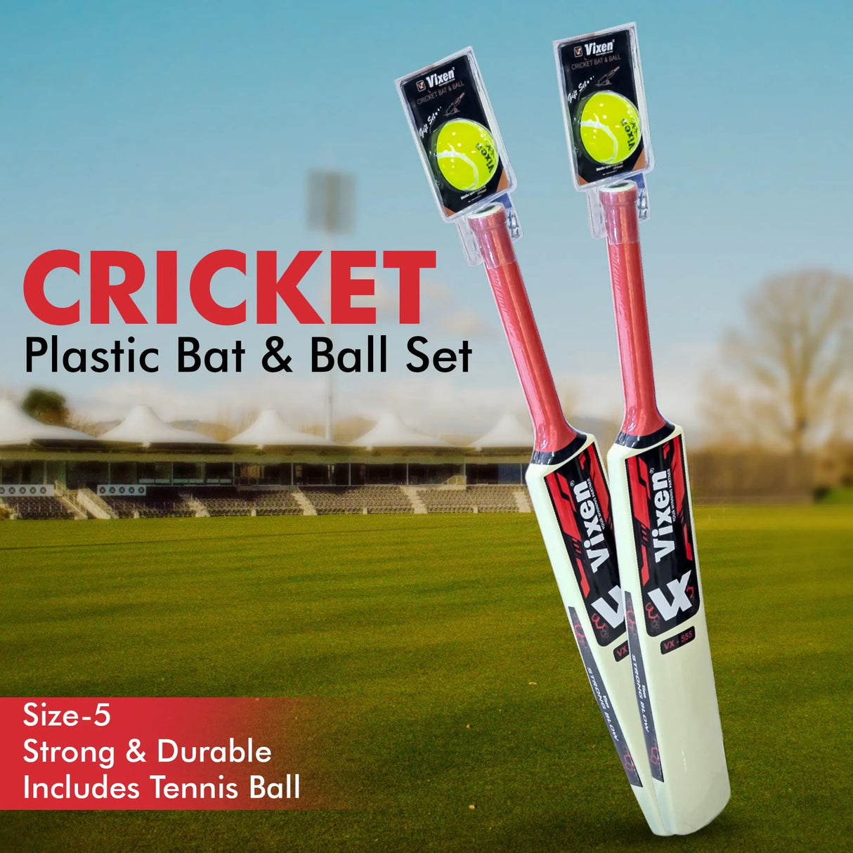 CRICKET PLASTIC BAT & BALL SET VX-555