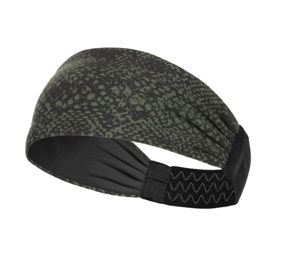Sports Headband For Men and Women (Dark Green Snake Print)