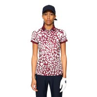 J Lindeberg Women’s Tour Tech Print Golf Polo T-Shirt - Glitch Leo Lime (US Sizes)