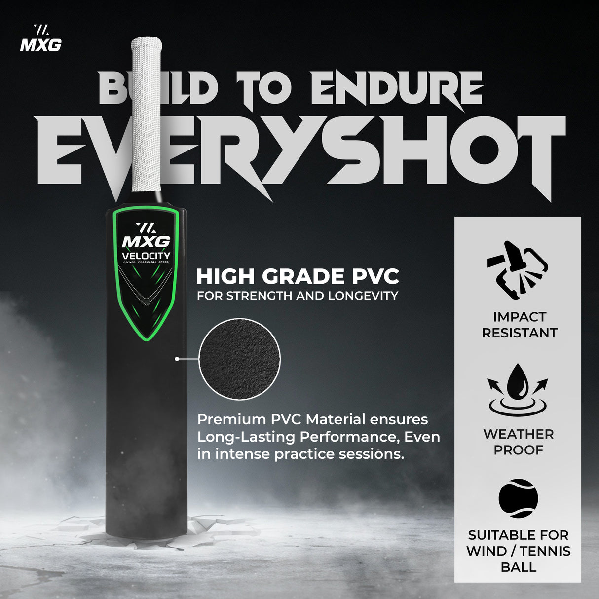 MXG Velocity Heavy Duty Plastic Full Size Cricket Bat (34 x 4.5 Inch) Ultra Strong Power Bat for All Age Groups (Full Size 8) - Image 17 | KIBI SPORTS