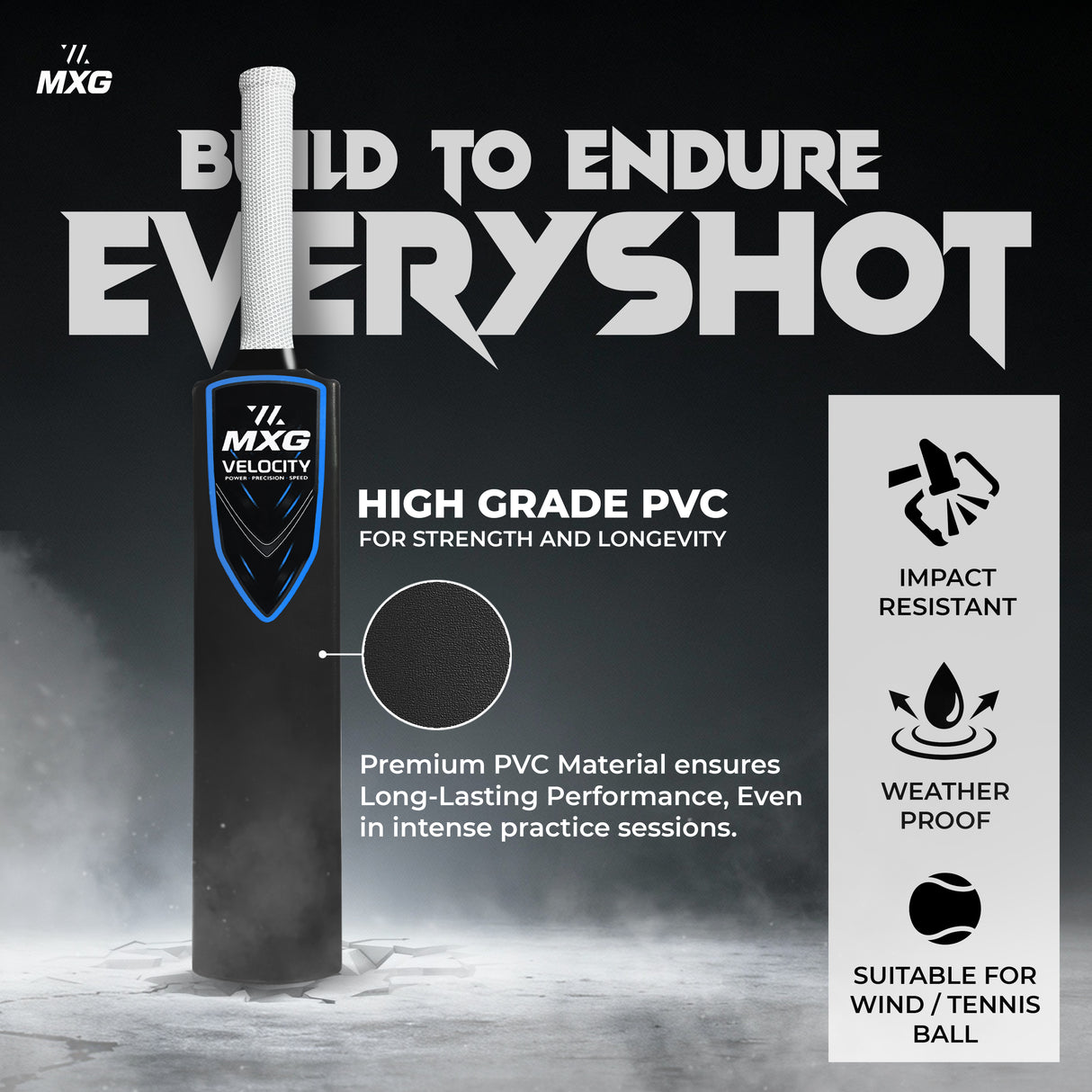 MXG Velocity Heavy Duty Plastic Full Size Cricket Bat (34 x 4.5 Inch) Ultra Strong Power Bat for All Age Groups (Full Size 8) - Image 8 | KIBI SPORTS