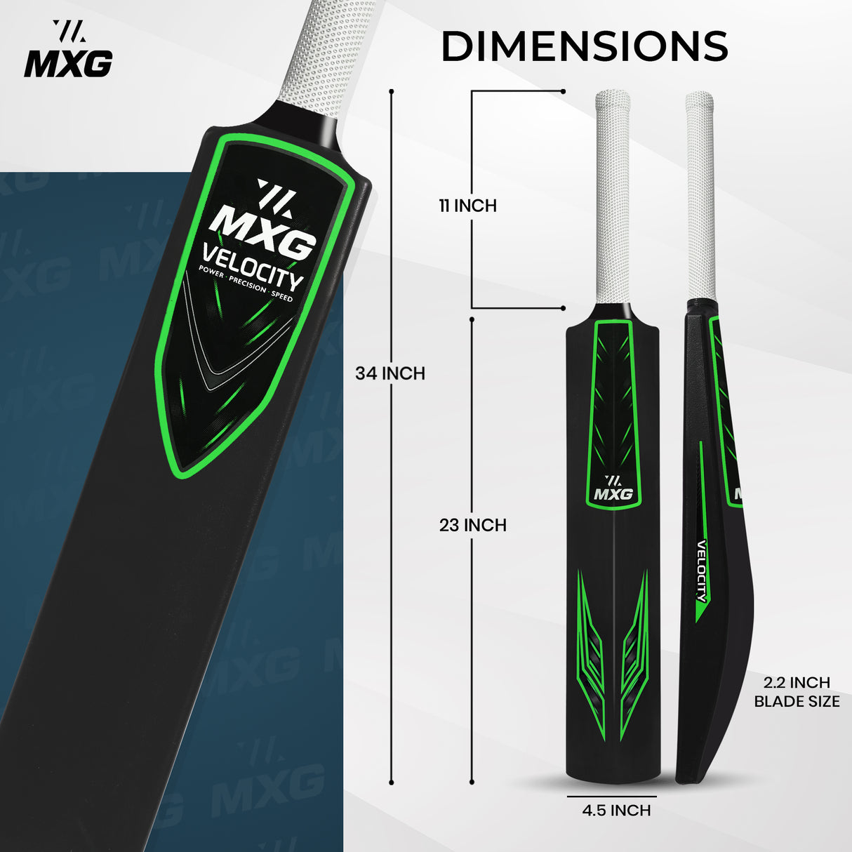 MXG Velocity Heavy Duty Plastic Full Size Cricket Bat (34 x 4.5 Inch) Ultra Strong Power Bat for All Age Groups (Full Size 8) - Image 14 | KIBI SPORTS