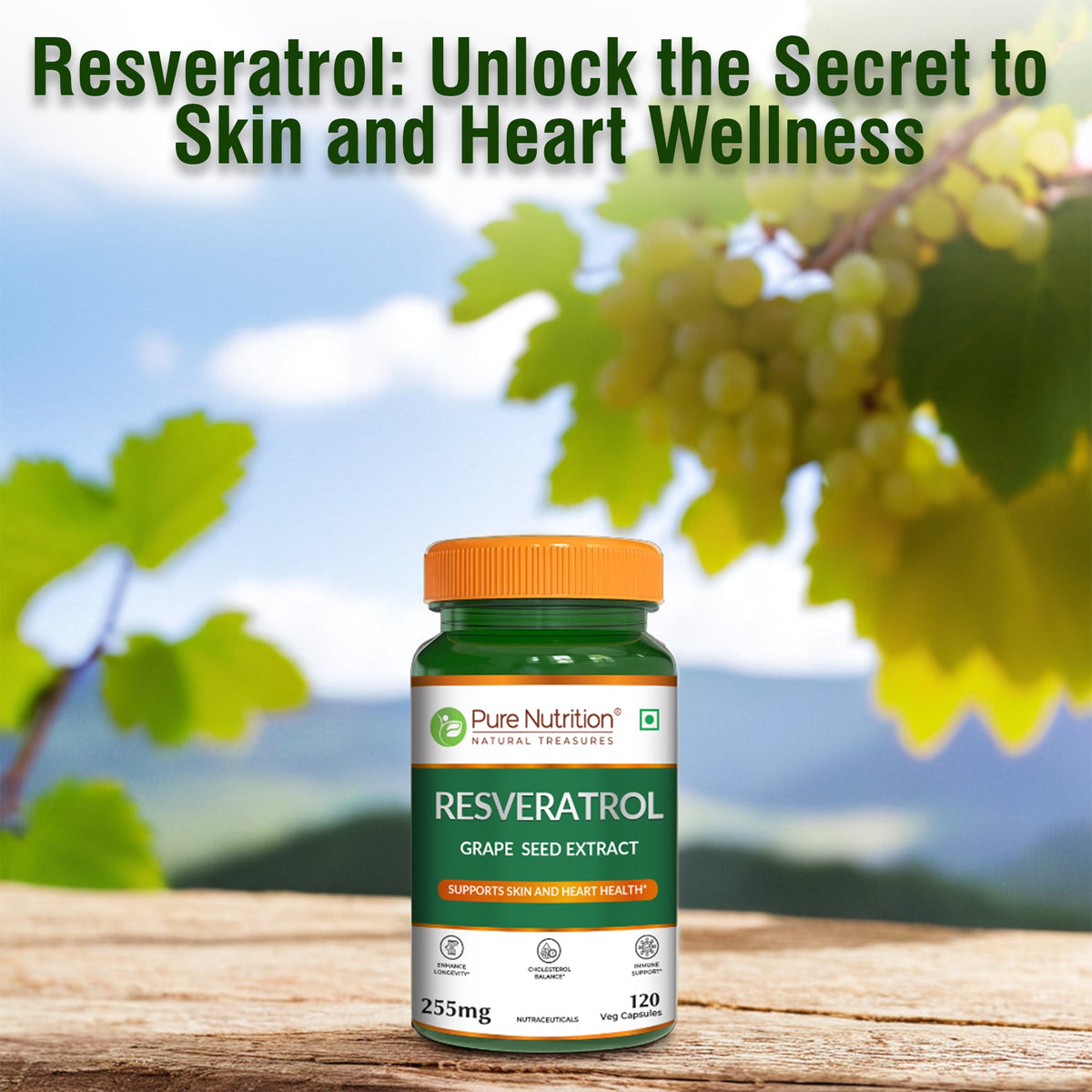 Resveratrol with Grape Seed Extract | Antioxidant Support 255mg