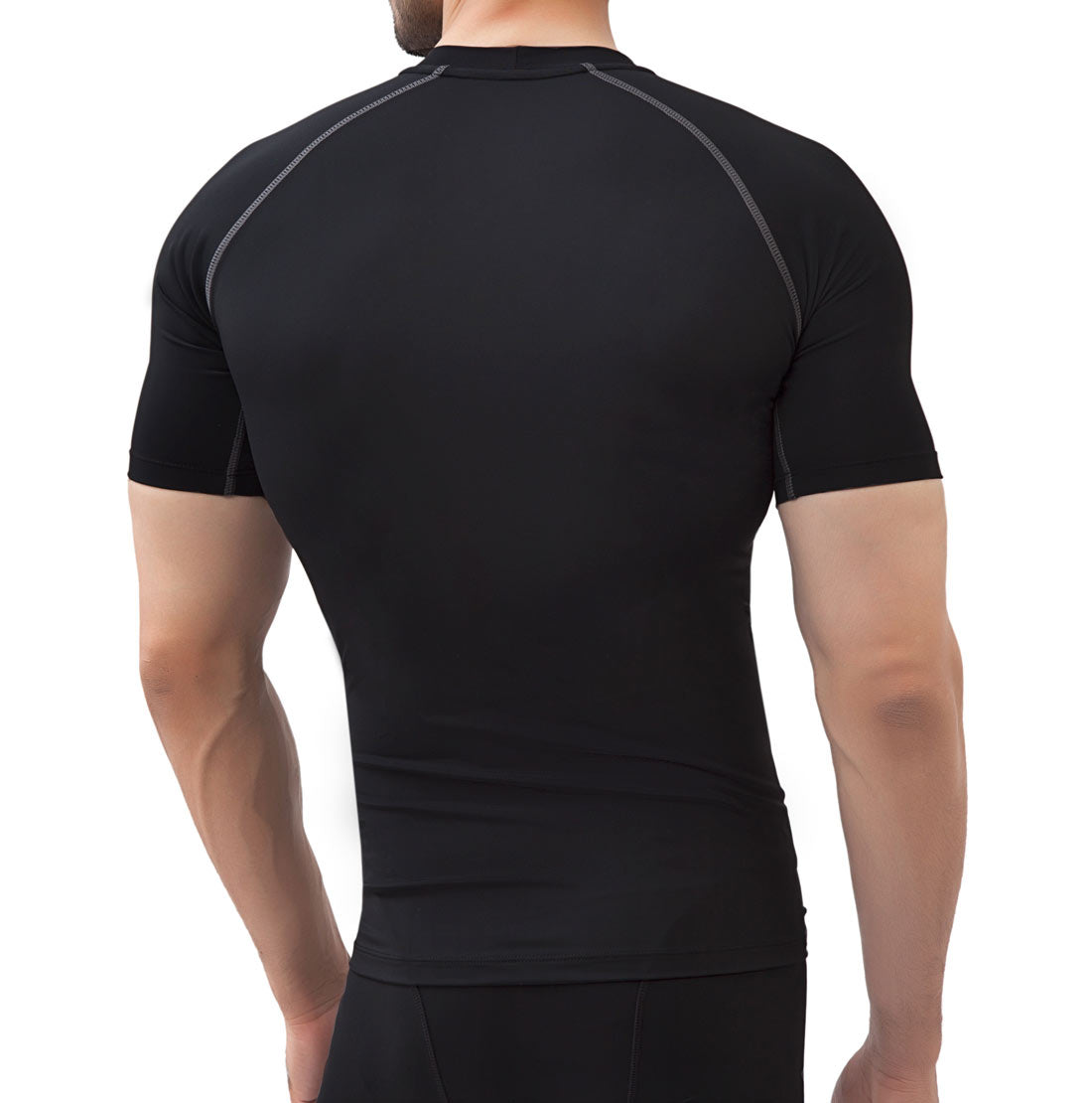 Men's Nylon Compression Tshirt Half Sleeve Tights (Black)