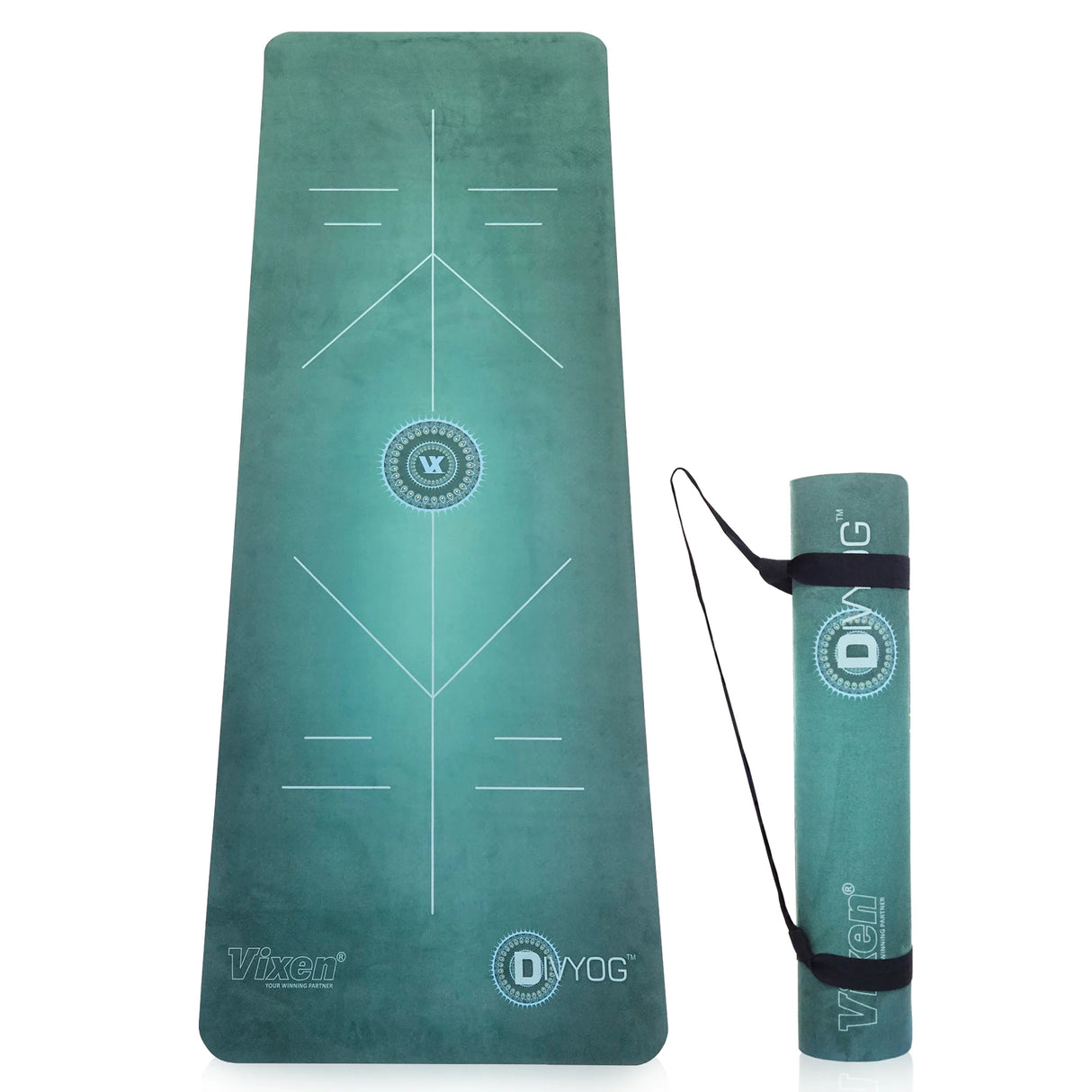 VIXEN Divyog Suede Yoga Mat 6mm with Guiding Alignment