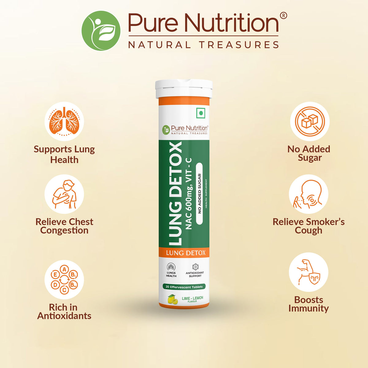 Lung Detox Effervescent Tablets - 20 | Supports Respiratory Health, Cleansing, and Overall Wellness