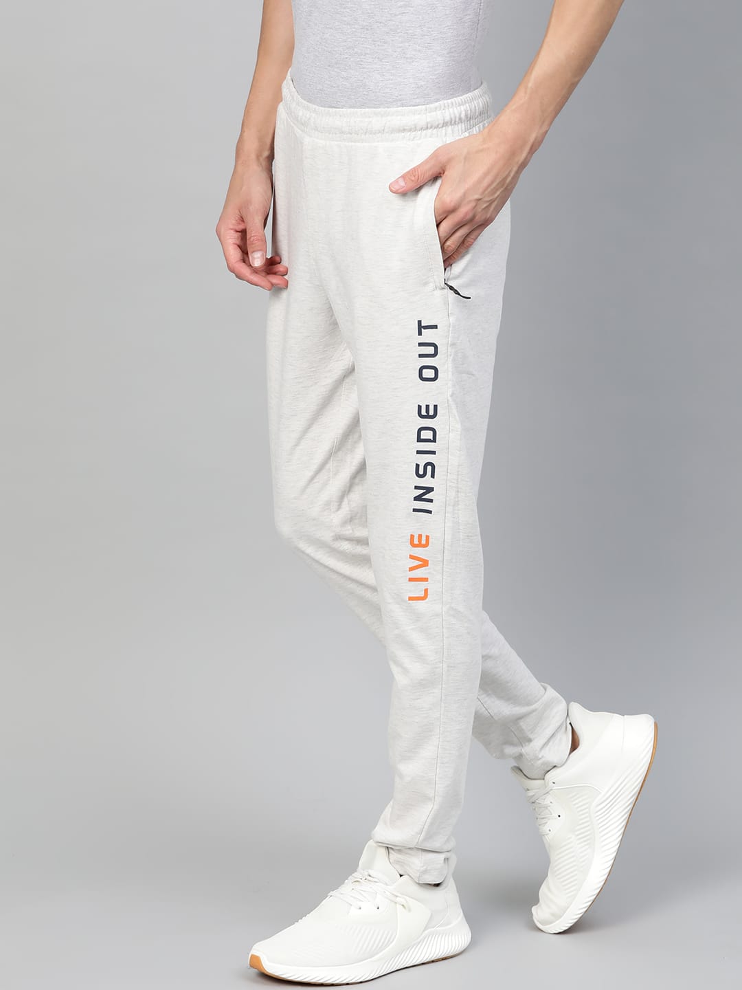 Alcis Men Off-White Slim Fit Solid Track Pants