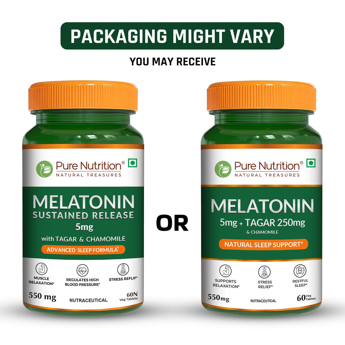 Melatonin with Tagar, Chamomile & L-Theanine Natural Sleep Support Tablets