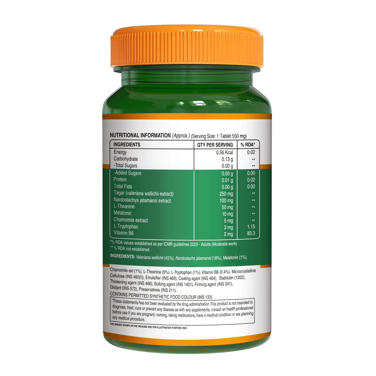 Melatonin with Tagar, Chamomile & L-Theanine Natural Sleep Support Tablets