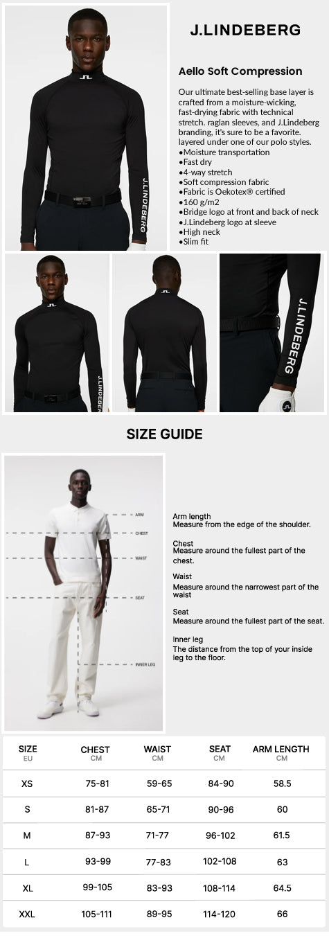 J Lindeberg Men's Aello Soft Compression T-Shirt - Black