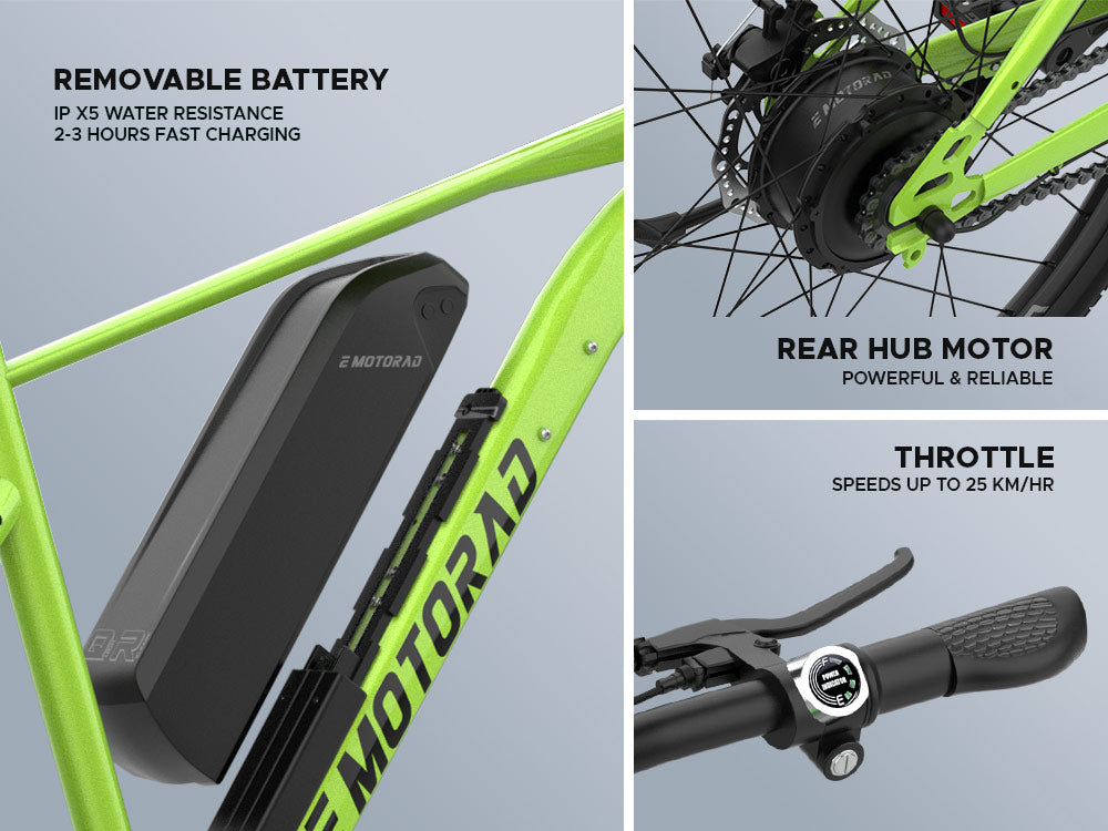 Metallic Green Neo Electric Bicycle Urban Series EMotorad | KIBI SPORTS