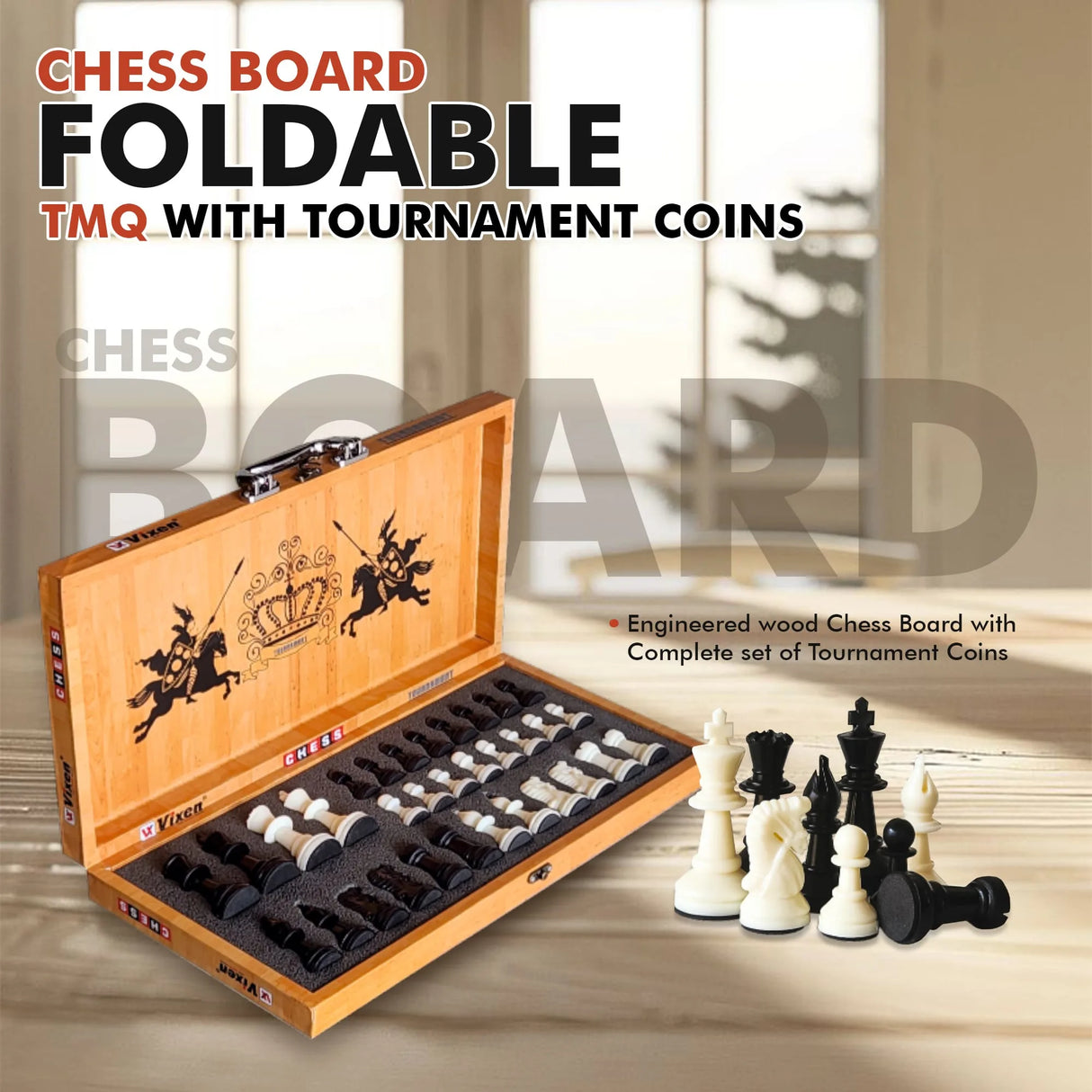 VIXEN CHESS BOARD FOLDABLE TMQ WITH TOURNAMENT COINS