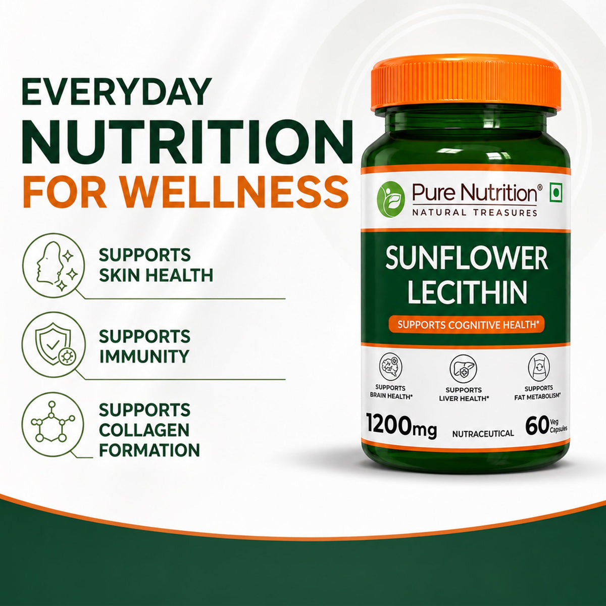 Sunflower Lecithin 1200mg | 60 Veg Capsules