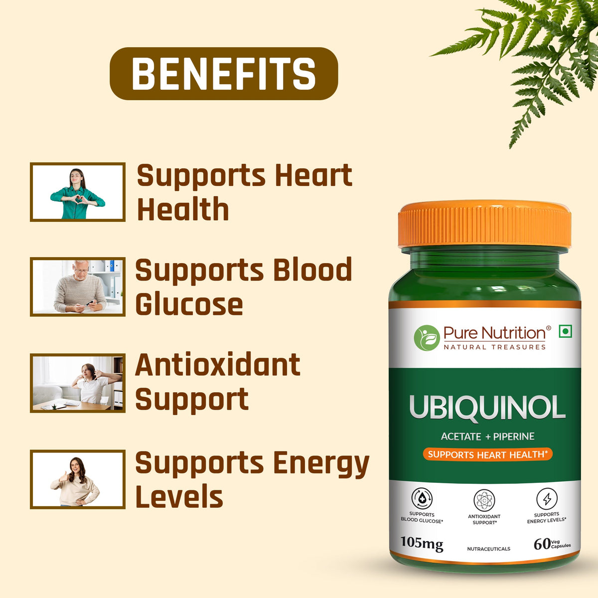 Ubiquinol 105mg with Piperine Active CoQ10 | Energy & Heart Health