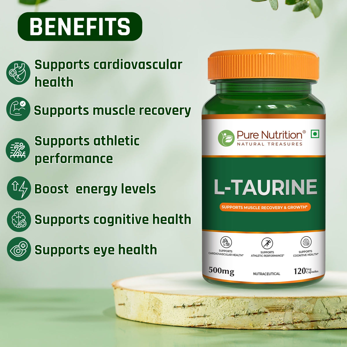 L-Taurine 500mg Veg Capsules Hydration, Muscle Support & Energy