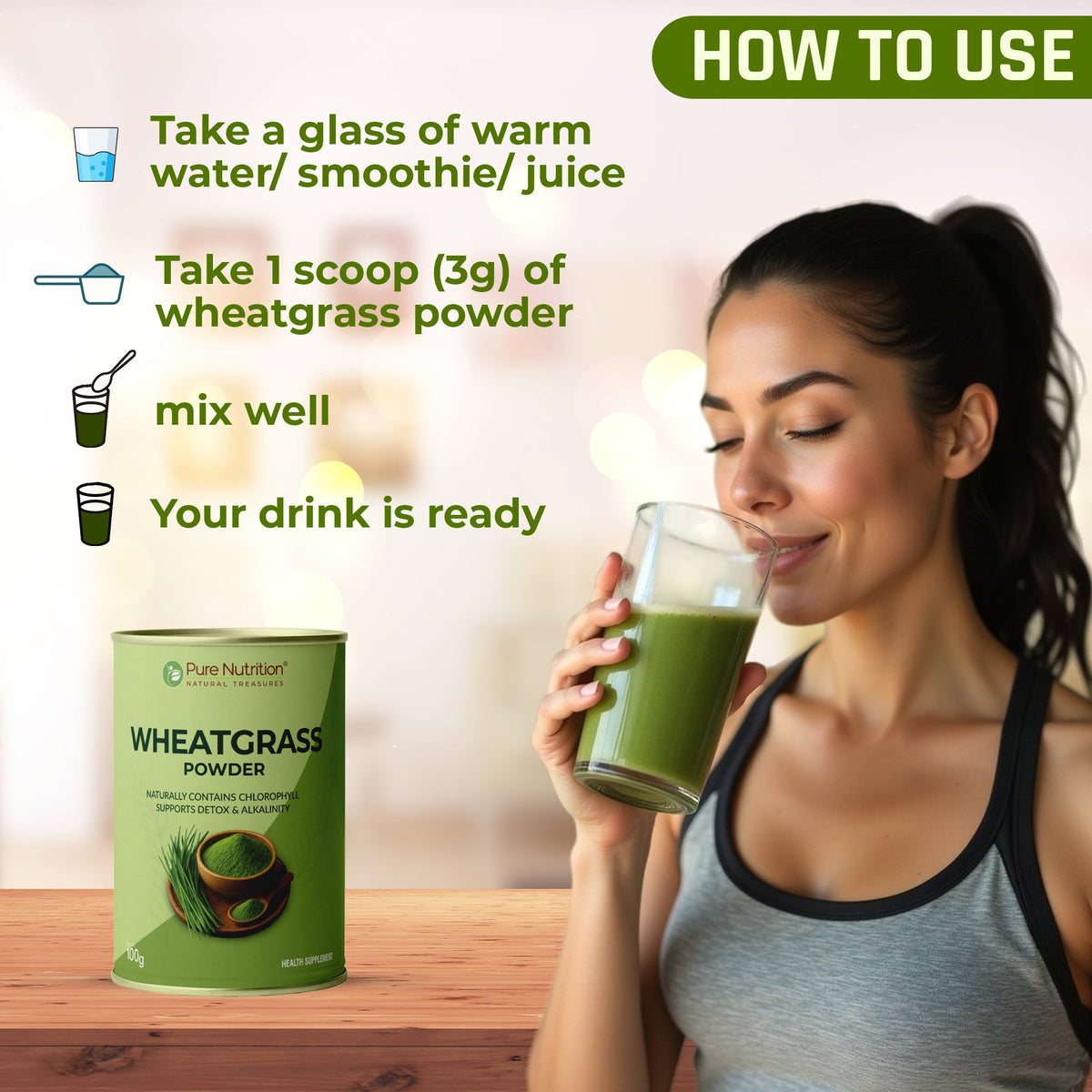 Wheatgrass Powder 100g | Detox, Alkalizing & Daily Energy Support