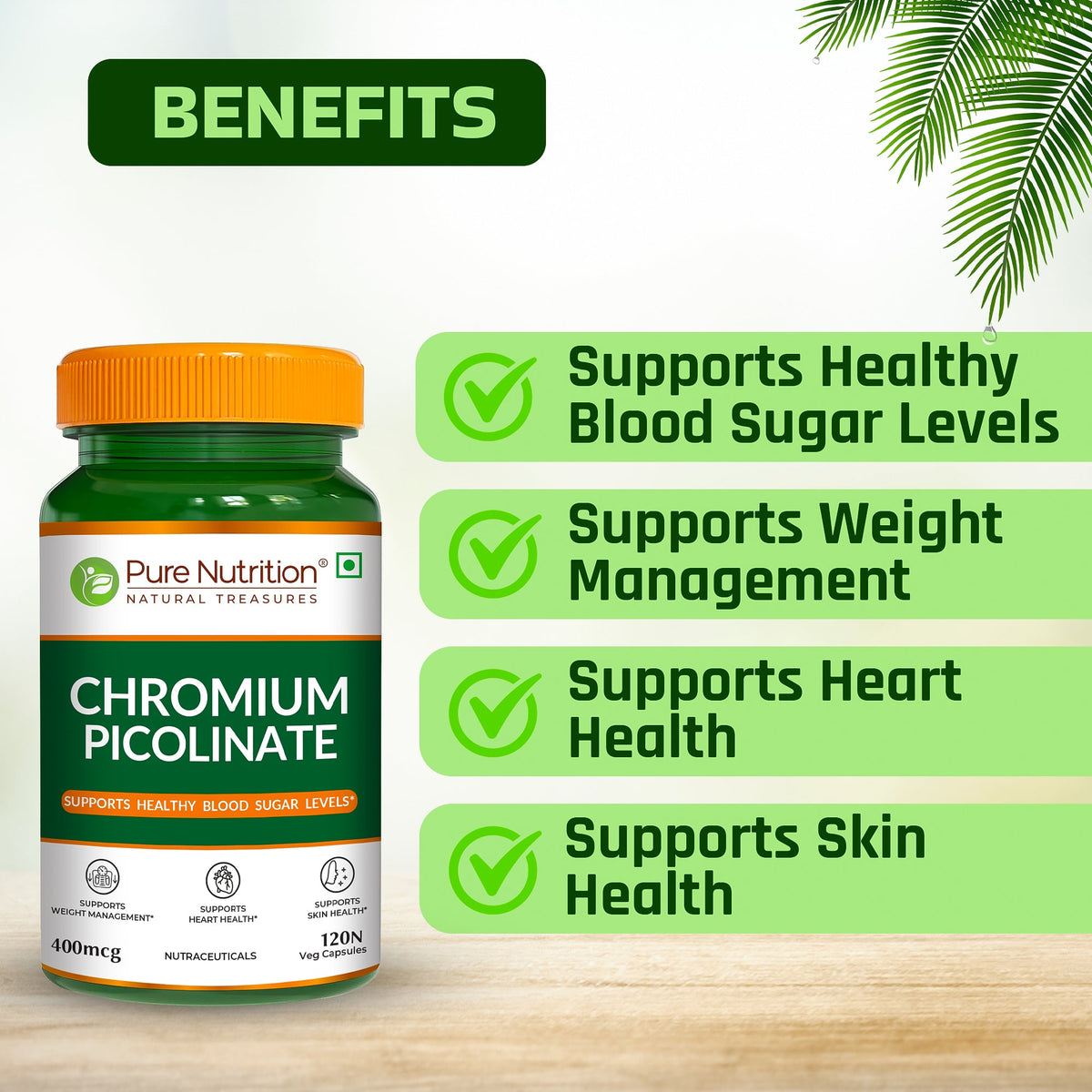 Chromium Picolinate 120 Capsules Blood Sugar, Metabolism & Weight Support