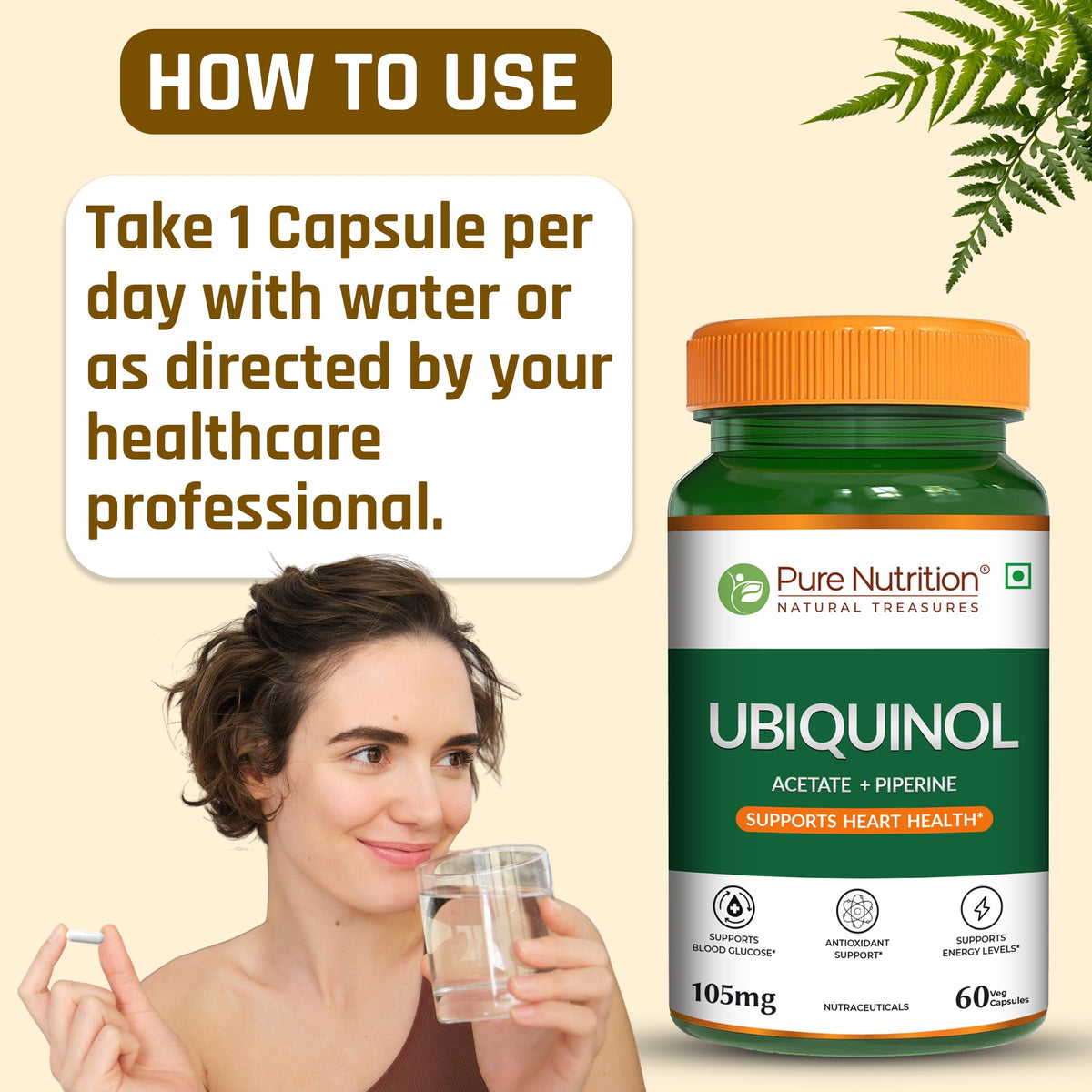 Ubiquinol 105mg with Piperine Active CoQ10 | Energy & Heart Health