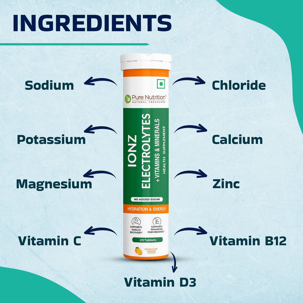 IONZ Electrolytes + Vitamins & Minerals Moroccan Orange Effervescent