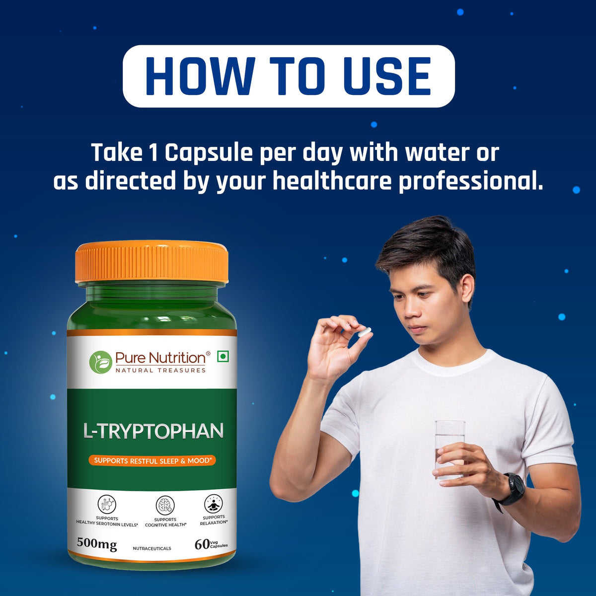 L-Tryptophan 500mg Veg Capsules Mood Balance, Sleep & Wellness