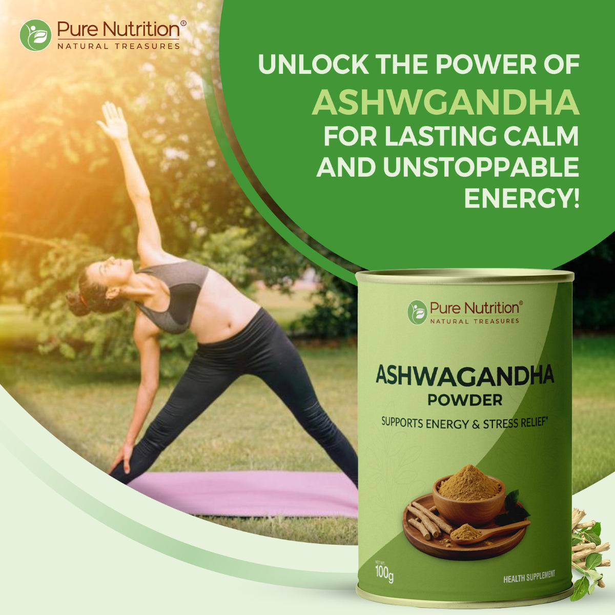 Organic Ashwagandha Powder 100g | Stress Relief, Sleep & Vitality