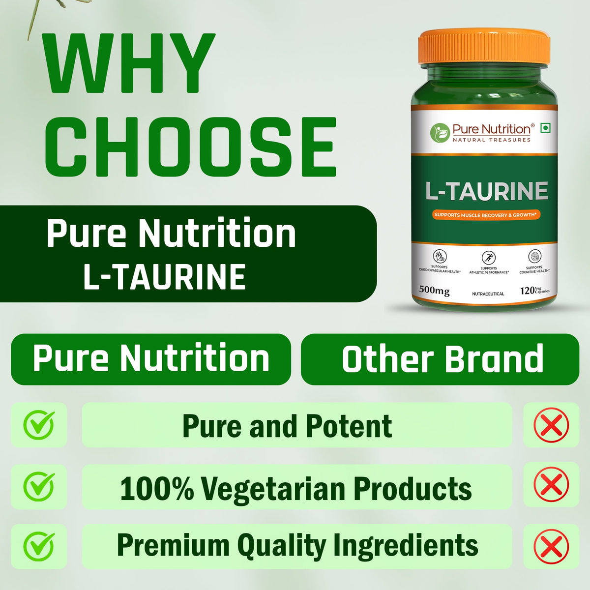 L-Taurine 500mg Veg Capsules Hydration, Muscle Support & Energy
