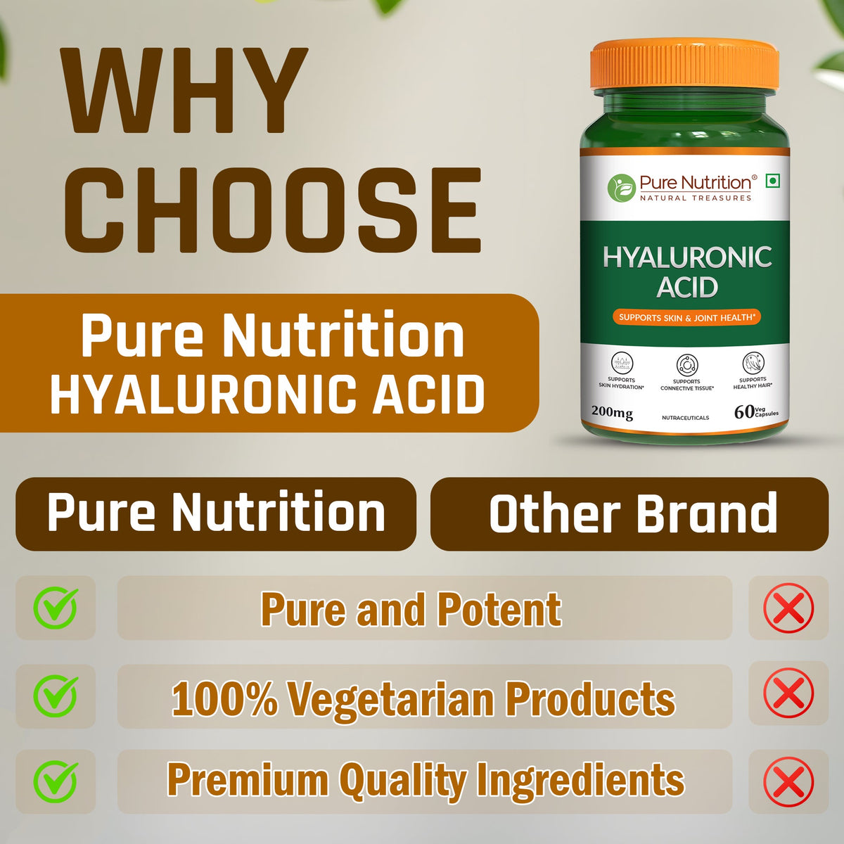 Hyaluronic Acid 200mg Capsules Skin Hydration & Joint Comfort