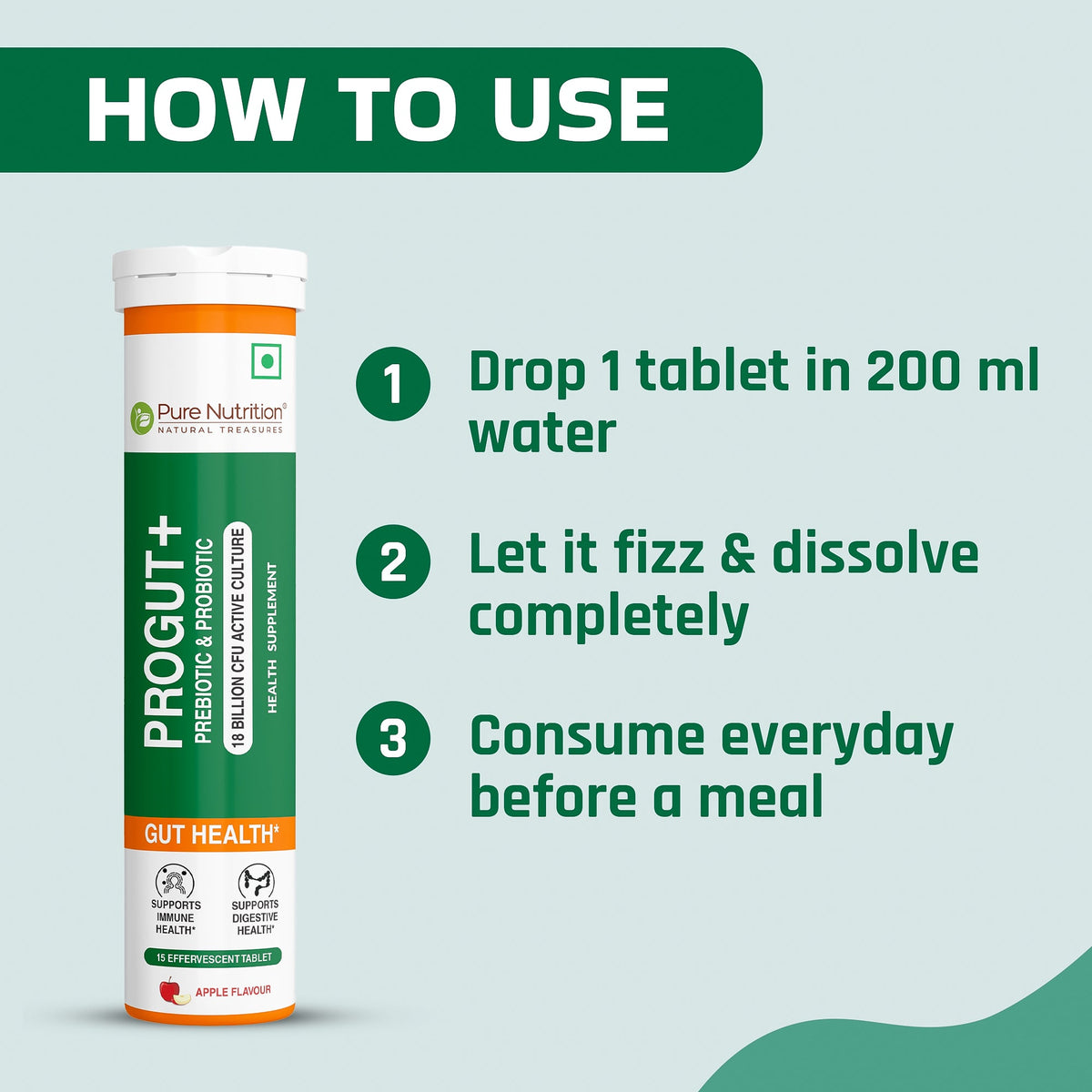 Progut Plus Probiotic Effervescent Tablets – 9 Strains + Prebiotic | 15 Tablets