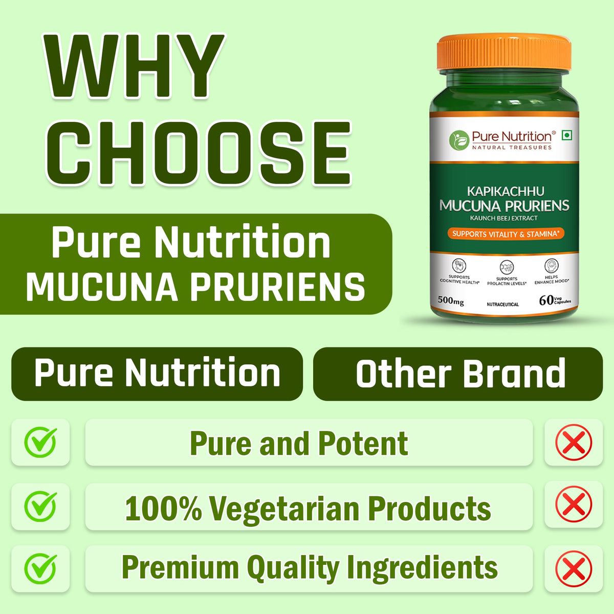 Mucuna Pruriens Extract 500mg Energy, Vitality & Mood Support | 60 Caps