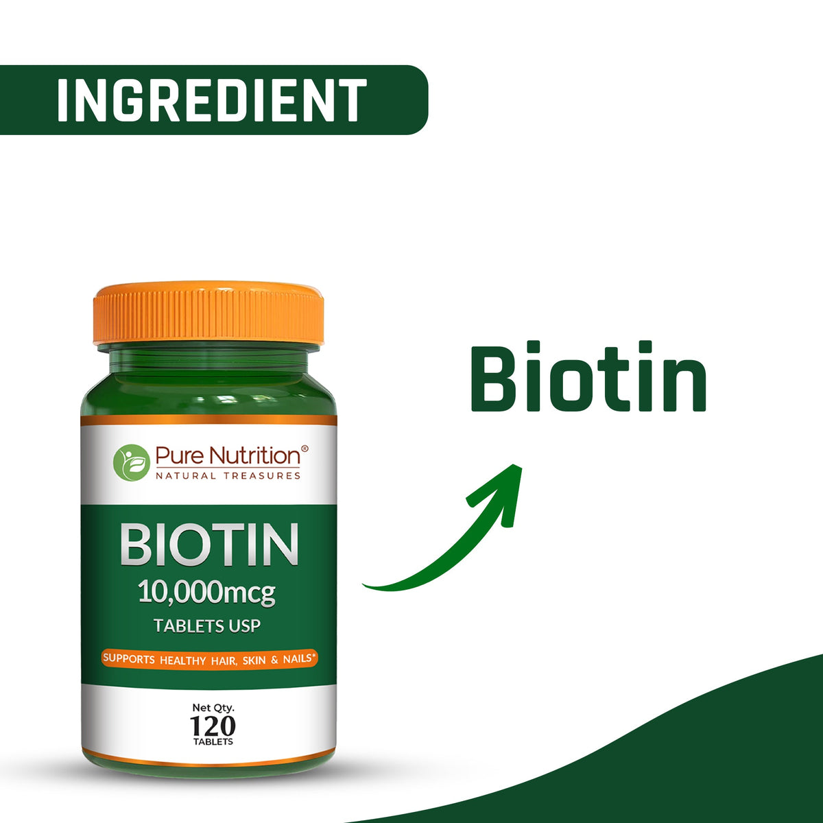 Biotin 10,000 mcg High-Strength Pharma Grade | Hair, Skin & Nails | 120 Tablets