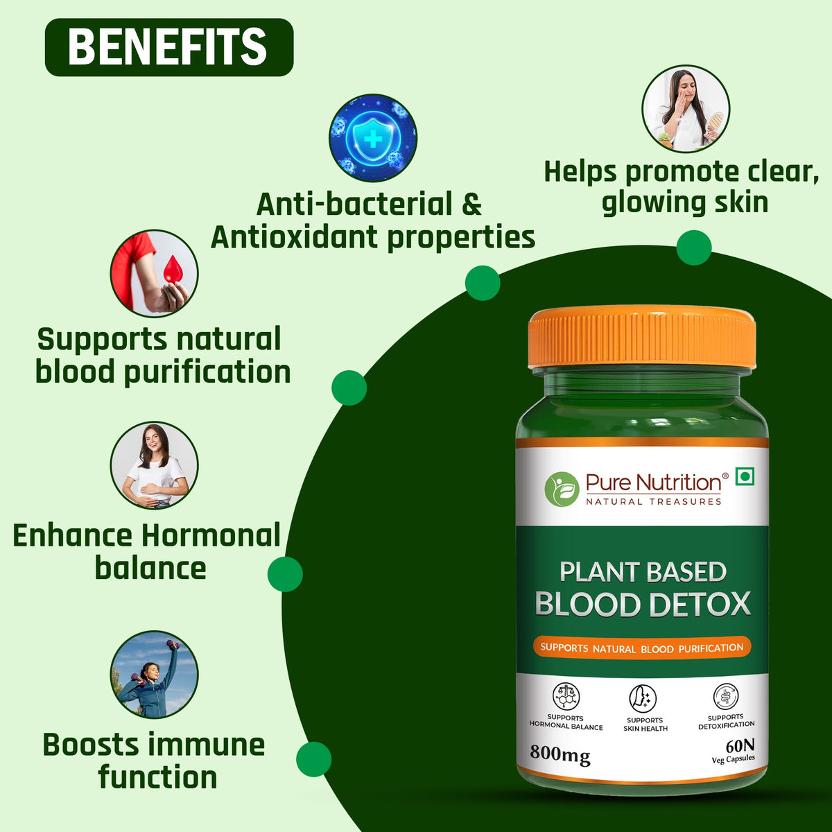 Plant-Based Blood Detox Neem, Manjistha, Beetroot & Turmeric | 800mg