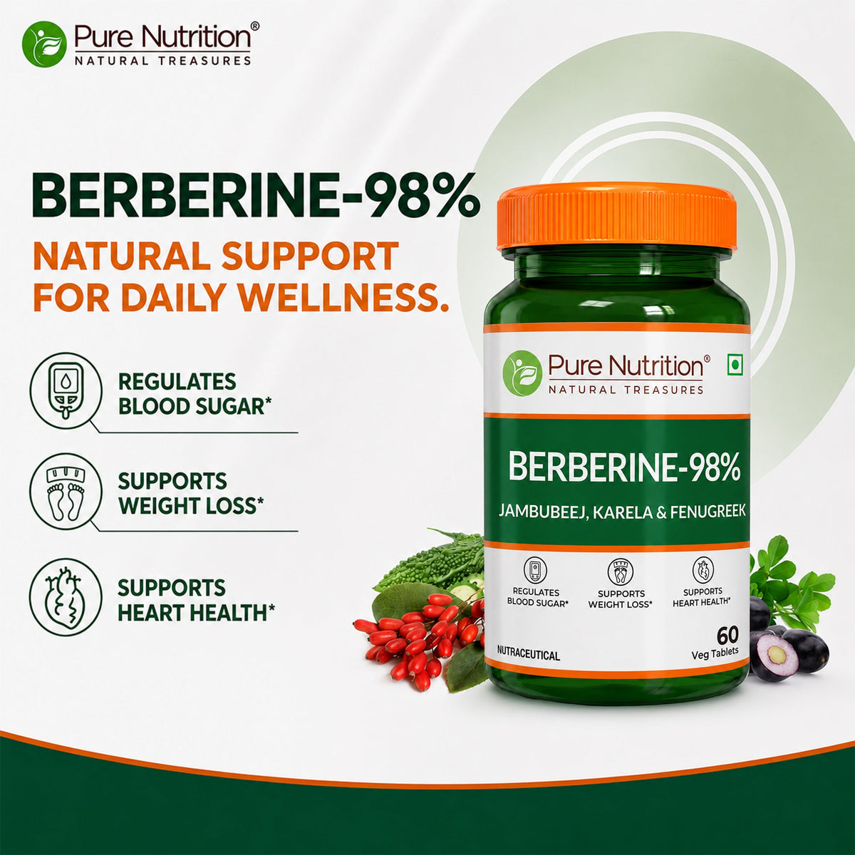 Berberine 98% 60 Vegetarian Tablets | Herbal Supplement