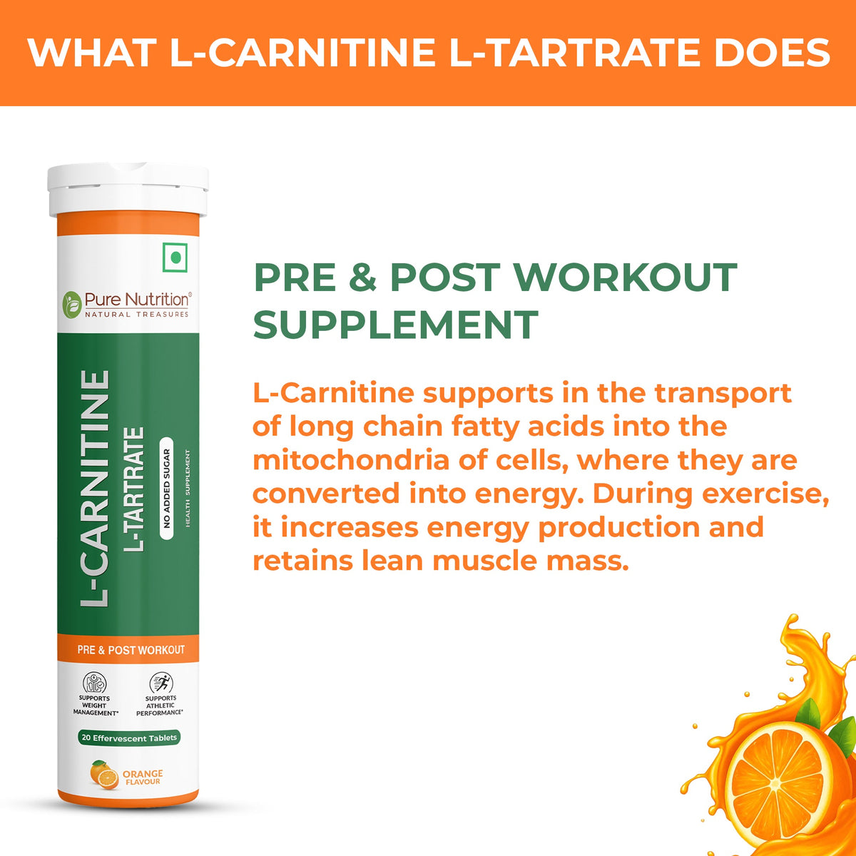 L-Carnitine L-Tartrate Effervescent Tablets Fat Metabolism & Energy