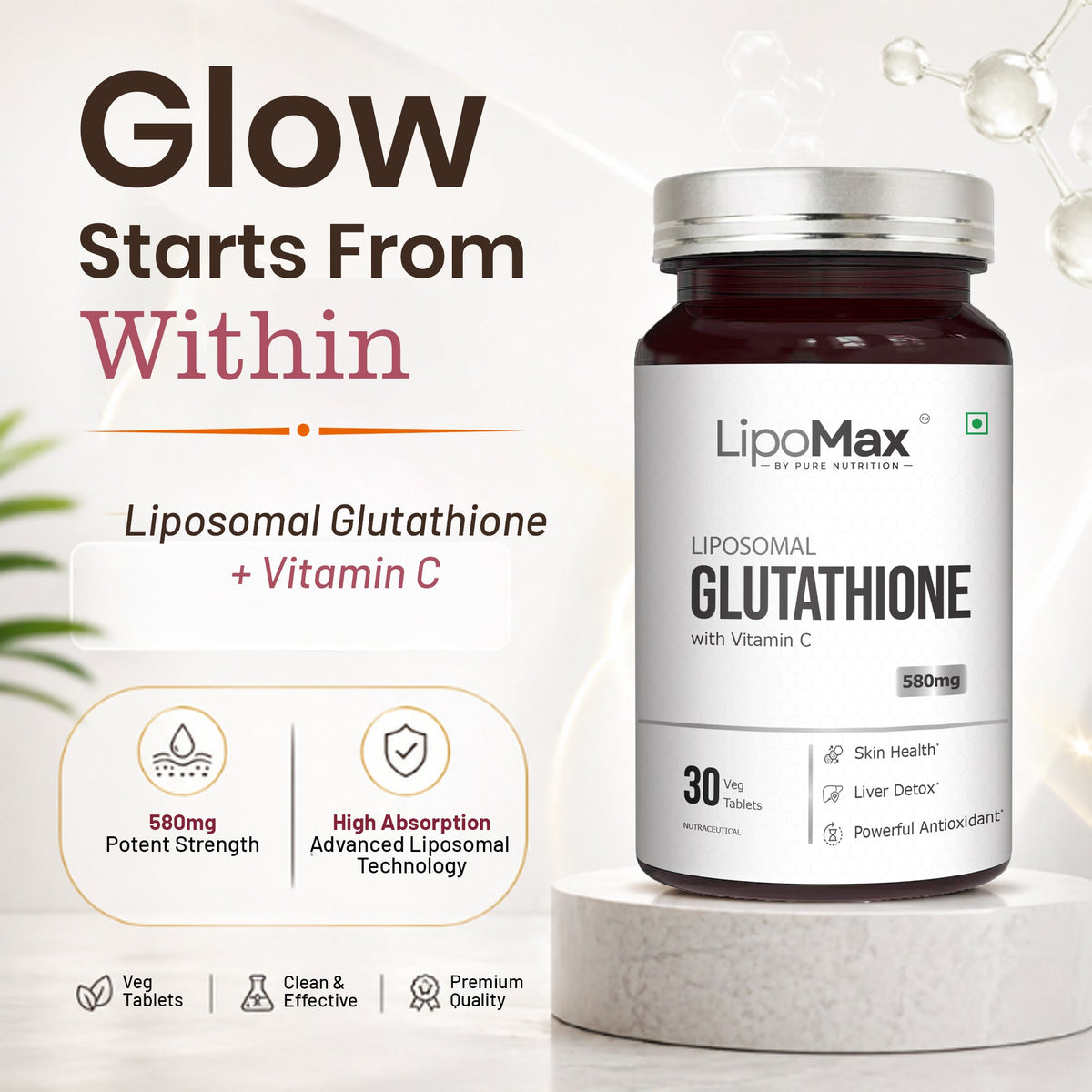 LipoMax Liposomal Glutathione with Vitamin C Skin Radiance & Antioxidant