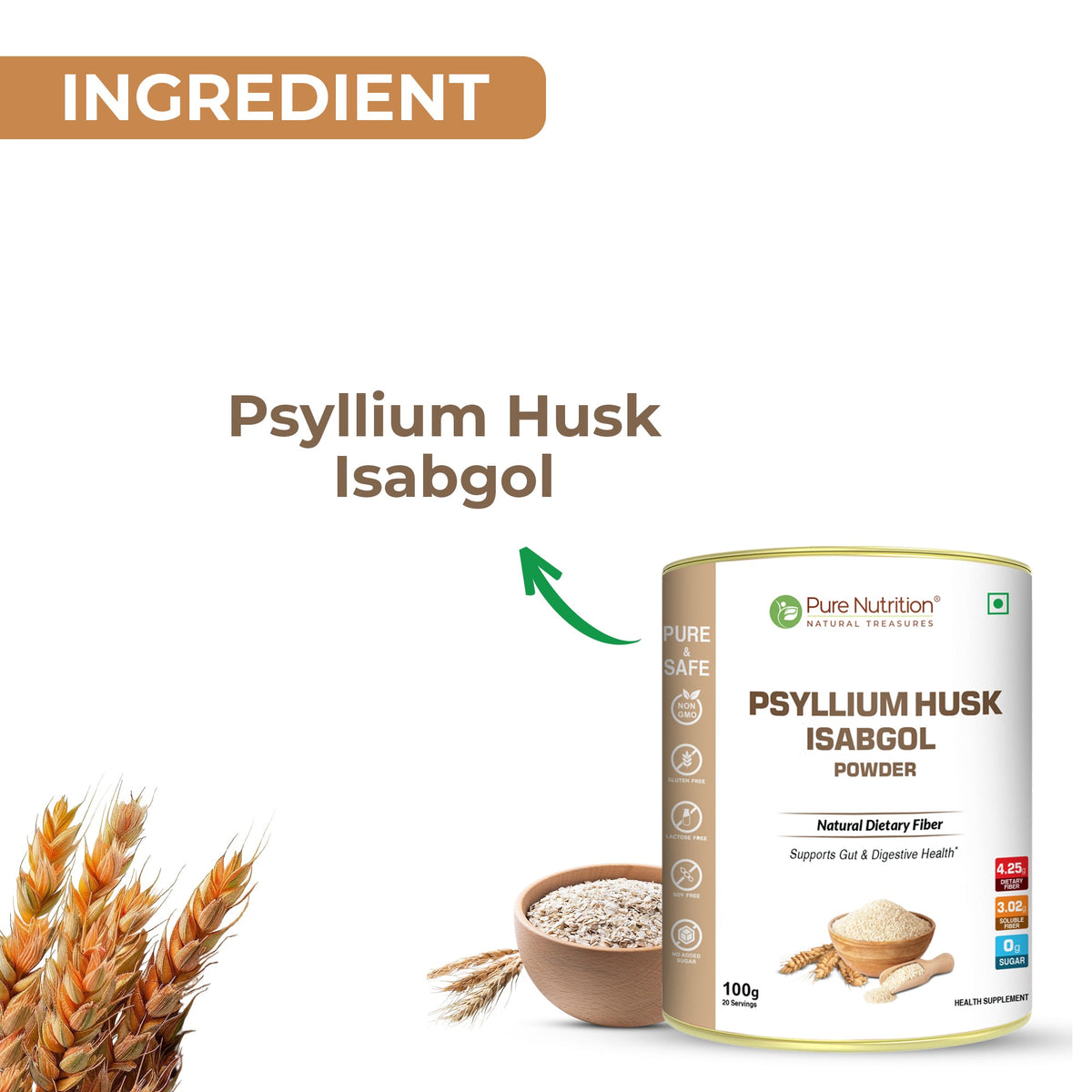 Psyllium Husk (Isabgol) Powder Natural Dietary Fiber for Digestive Health