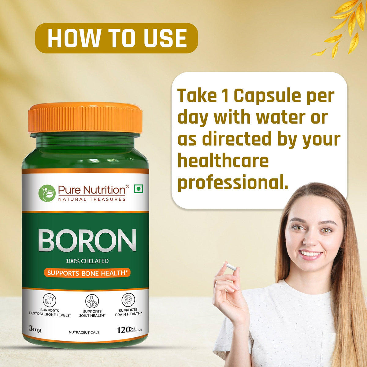 Boron 3mg Chelated Supplement Bone Health & Mineral Support