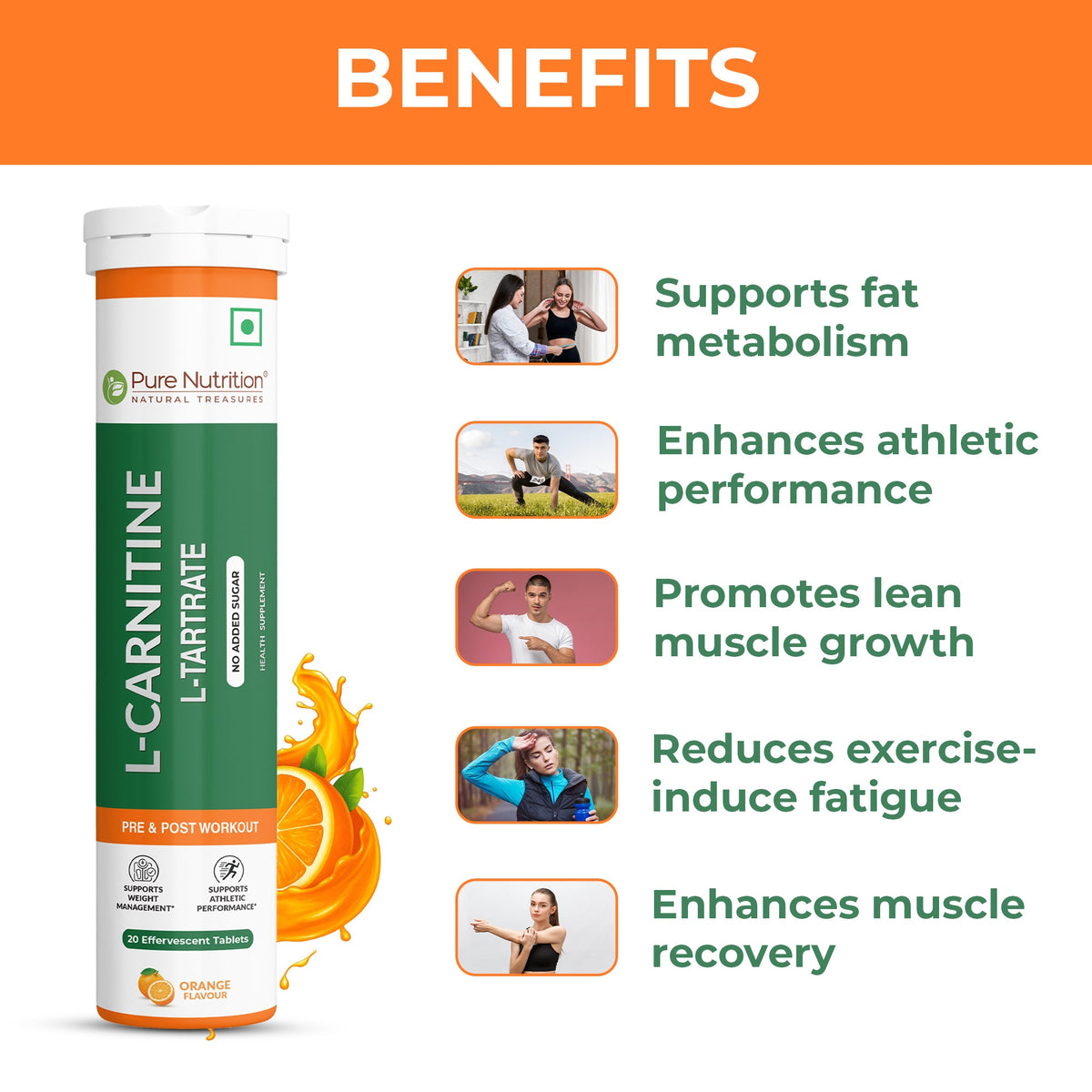 L-Carnitine L-Tartrate Effervescent Tablets Fat Metabolism & Energy