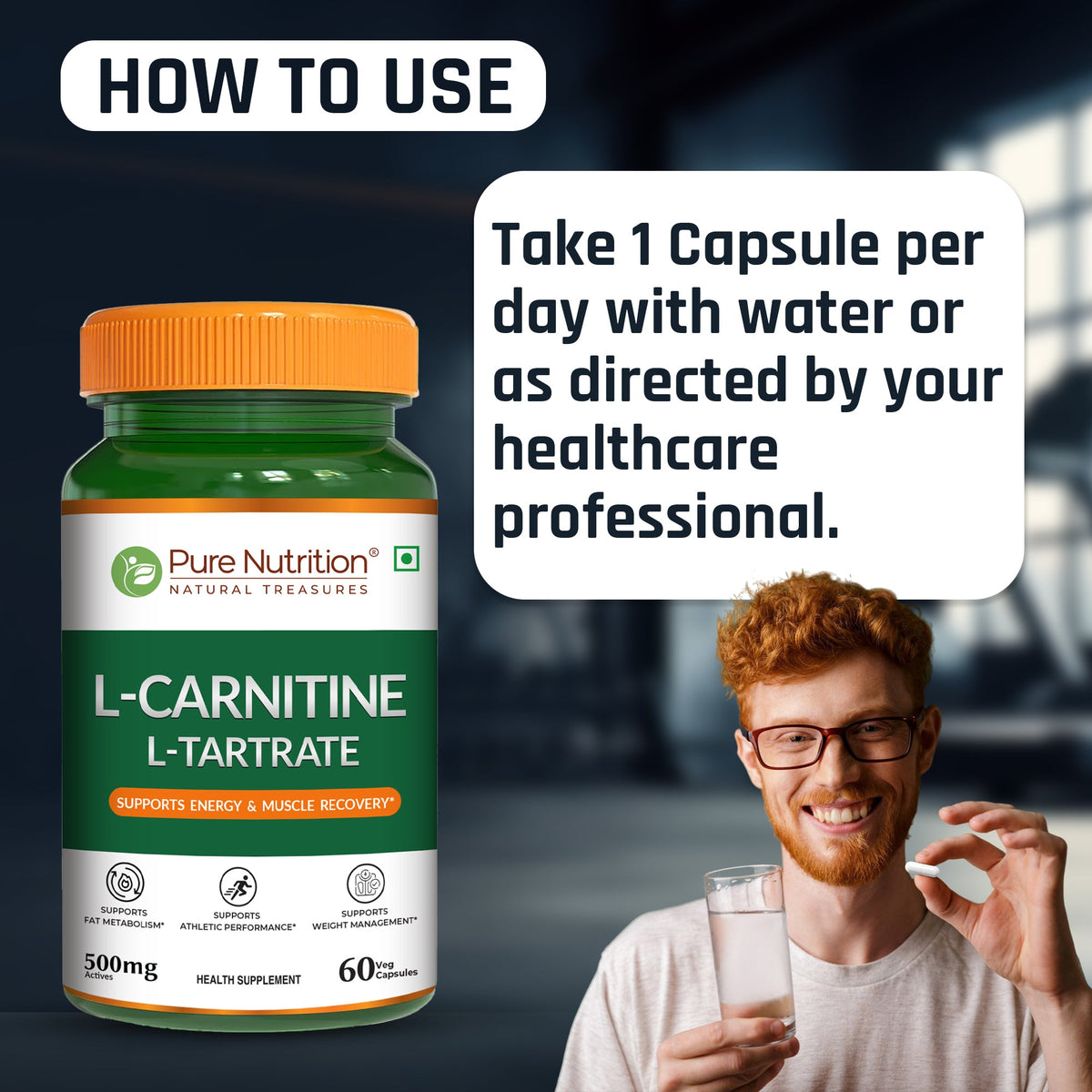 L-Carnitine L-Tartrate 500mg Veg Capsules Fat Metabolism & Energy