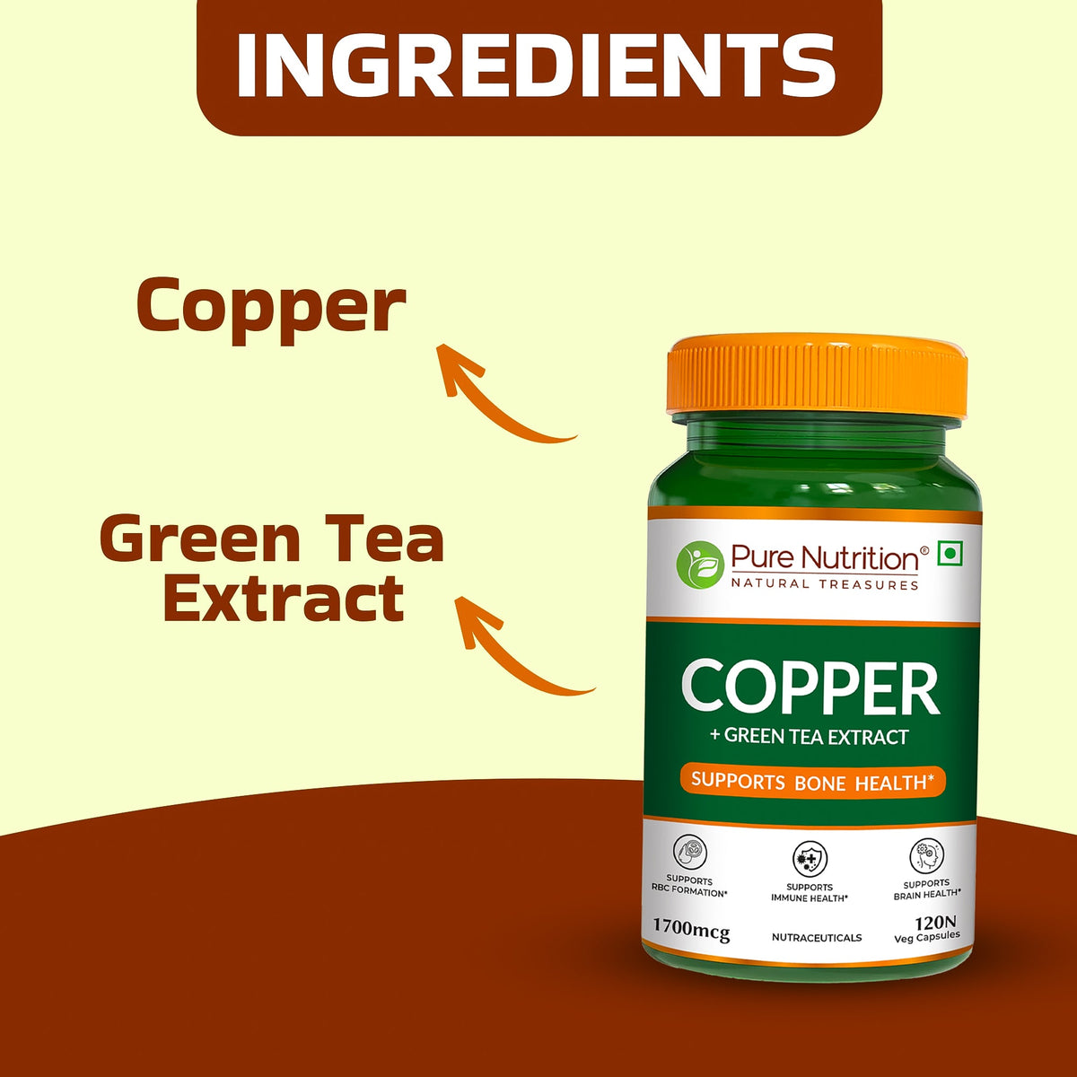 Copper Gluconate Capsules 120 Count Immunity, Iron & Antioxidant Support