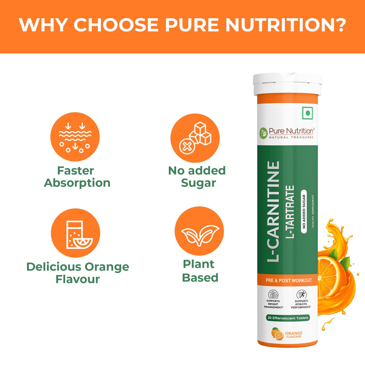 L-Carnitine L-Tartrate Effervescent Tablets Fat Metabolism & Energy