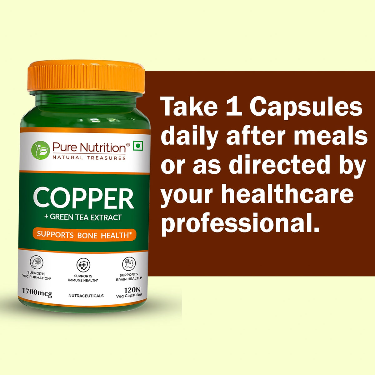 Copper Gluconate Capsules 120 Count Immunity, Iron & Antioxidant Support